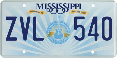 MS license plate ZVL540