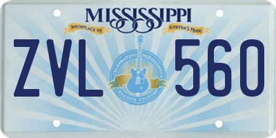 MS license plate ZVL560