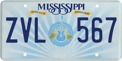 MS license plate ZVL567