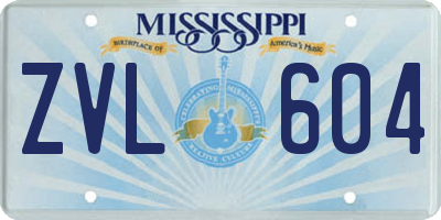 MS license plate ZVL604