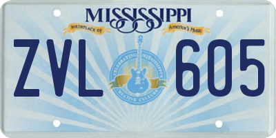 MS license plate ZVL605
