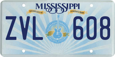 MS license plate ZVL608