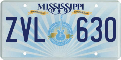 MS license plate ZVL630