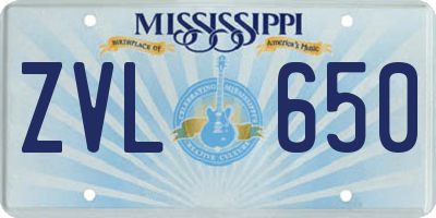 MS license plate ZVL650