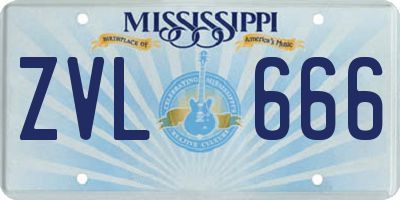 MS license plate ZVL666
