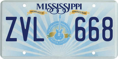 MS license plate ZVL668