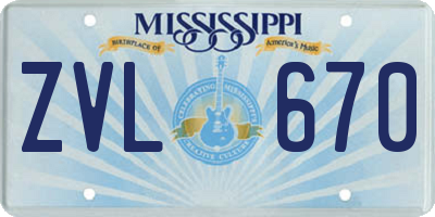 MS license plate ZVL670