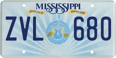 MS license plate ZVL680