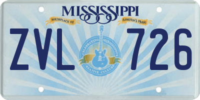 MS license plate ZVL726