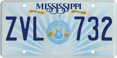 MS license plate ZVL732