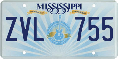 MS license plate ZVL755