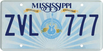 MS license plate ZVL777