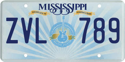 MS license plate ZVL789