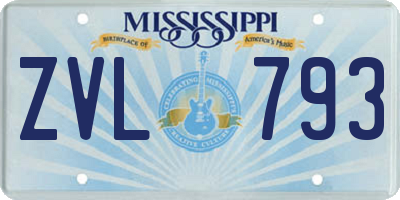 MS license plate ZVL793