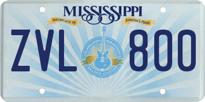 MS license plate ZVL800