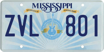MS license plate ZVL801