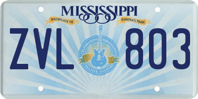 MS license plate ZVL803