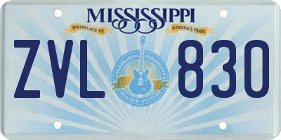 MS license plate ZVL830