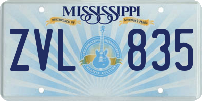 MS license plate ZVL835