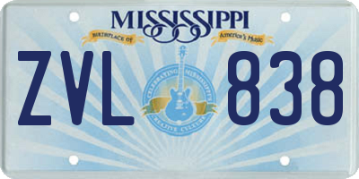MS license plate ZVL838