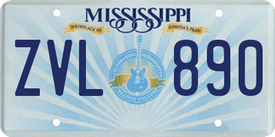 MS license plate ZVL890