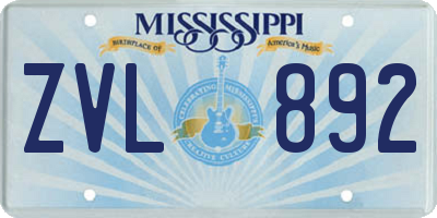 MS license plate ZVL892