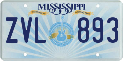 MS license plate ZVL893
