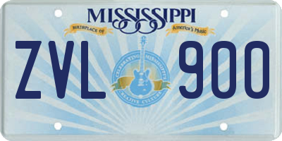 MS license plate ZVL900