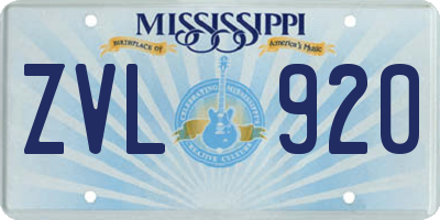 MS license plate ZVL920
