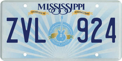 MS license plate ZVL924