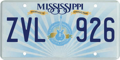 MS license plate ZVL926