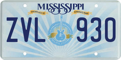MS license plate ZVL930