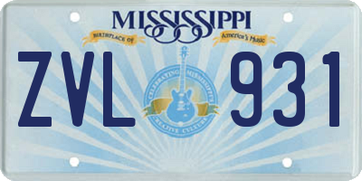 MS license plate ZVL931