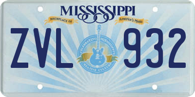MS license plate ZVL932