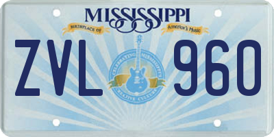 MS license plate ZVL960