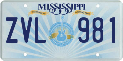 MS license plate ZVL981