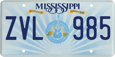 MS license plate ZVL985