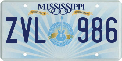 MS license plate ZVL986