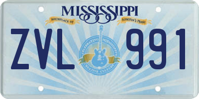 MS license plate ZVL991