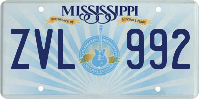 MS license plate ZVL992
