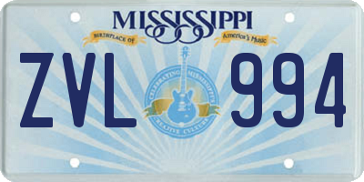 MS license plate ZVL994