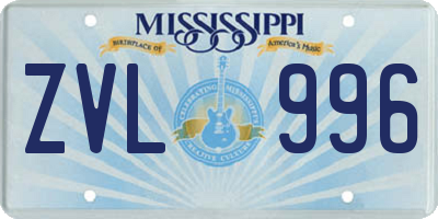MS license plate ZVL996