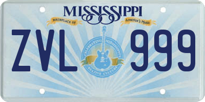 MS license plate ZVL999
