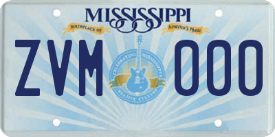 MS license plate ZVM000