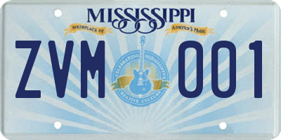 MS license plate ZVM001