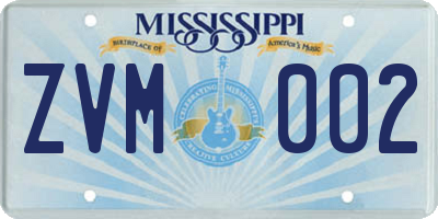 MS license plate ZVM002