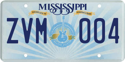 MS license plate ZVM004