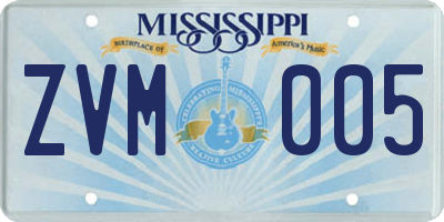 MS license plate ZVM005