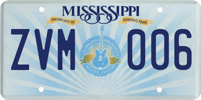 MS license plate ZVM006