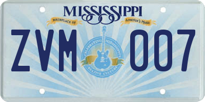 MS license plate ZVM007